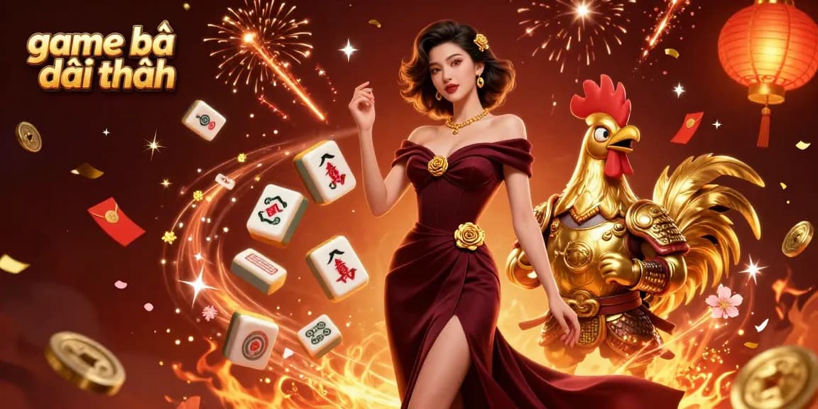 Engage with game bài đổi thưởng as glamorous characters celebrate with lucky symbols and festive elements!