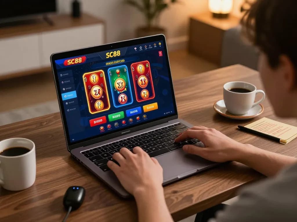 Person placing bets on SC88 online casino app while engaging in strategic bankroll management.