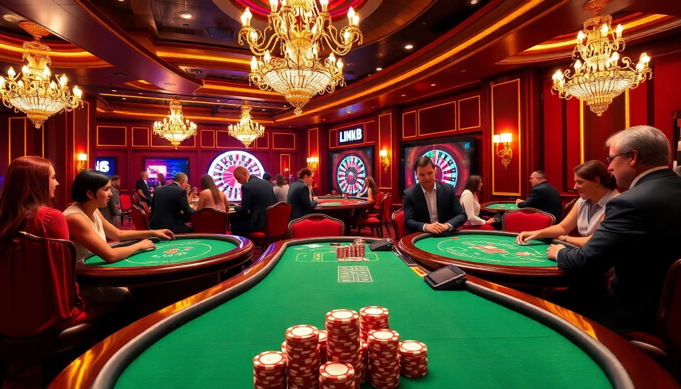 Engage in the excitement of online gambling at Link Hitclub with vibrant casino tables and lively poker play!