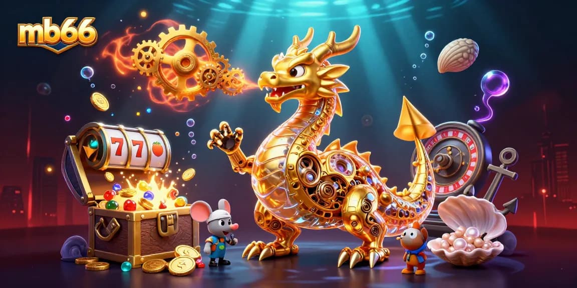 Engage with mb66's thrilling casino experience featuring dynamic slots, golden treasures, and a captivating biomechanical dragon.