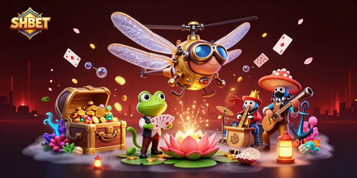 Engage with SHBET's vibrant casino experience featuring 3D elements and lively characters