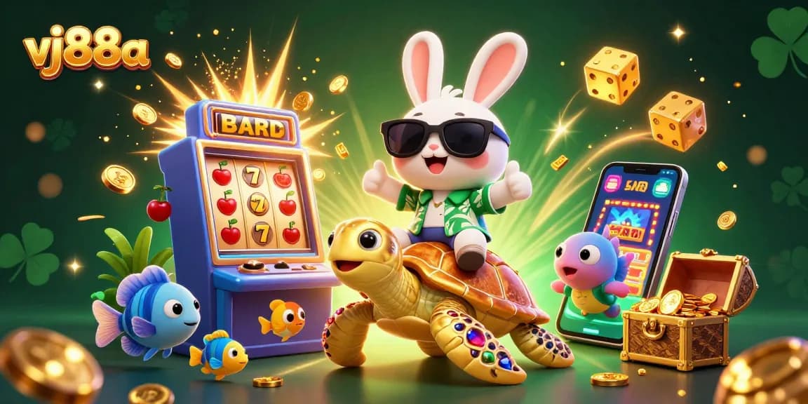 Engage with exciting casino gameplay in vj88a featuring a lucky rabbit and golden sea turtle.
