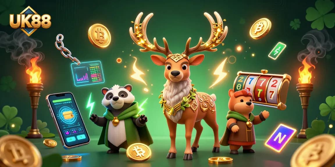 Engage with exciting UK88 casino slots featuring neon cryptocurrency elements.
