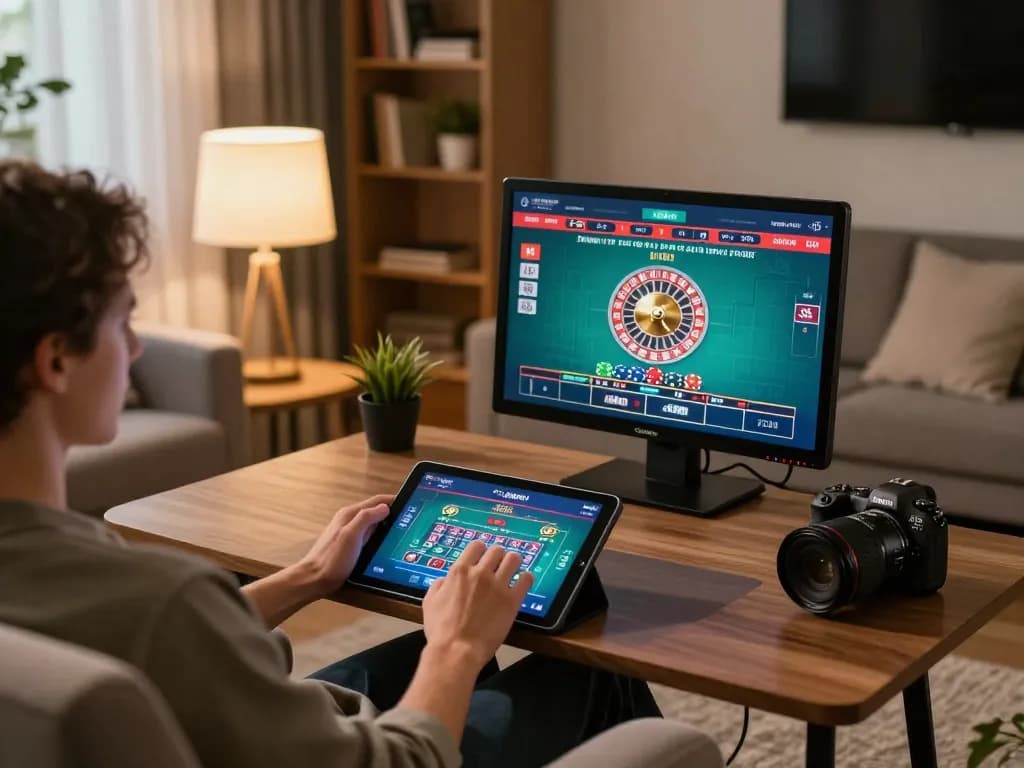 Play dynamic roulette at CM88 on a tablet in a cozy home setting.