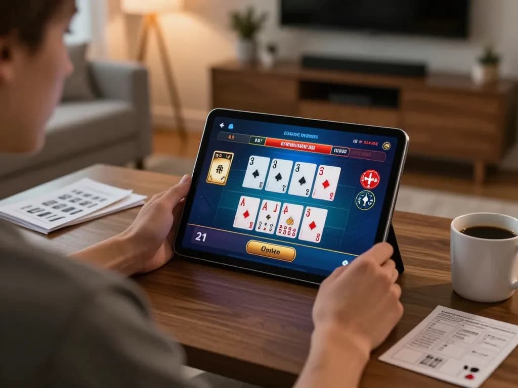 Experience the immersive excitement of XO88 CASINO gaming on a tablet in a cozy living room.