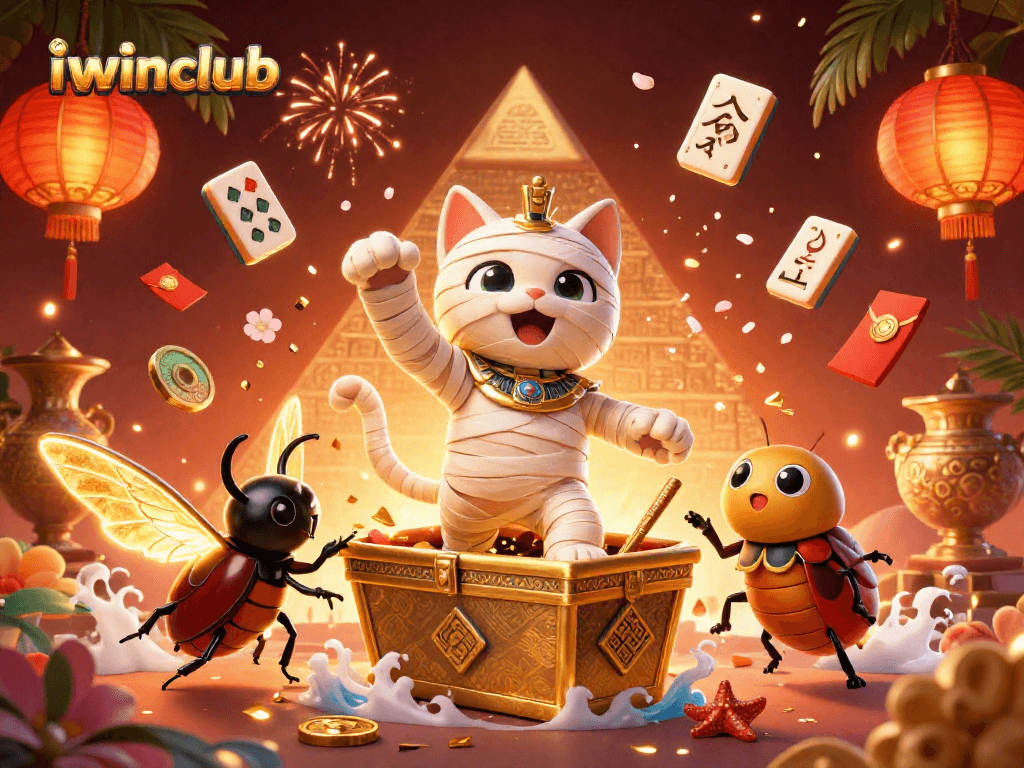 Join the excitement at iwinclub while exploring a dynamic casino world filled with lucky symbols and treasures.