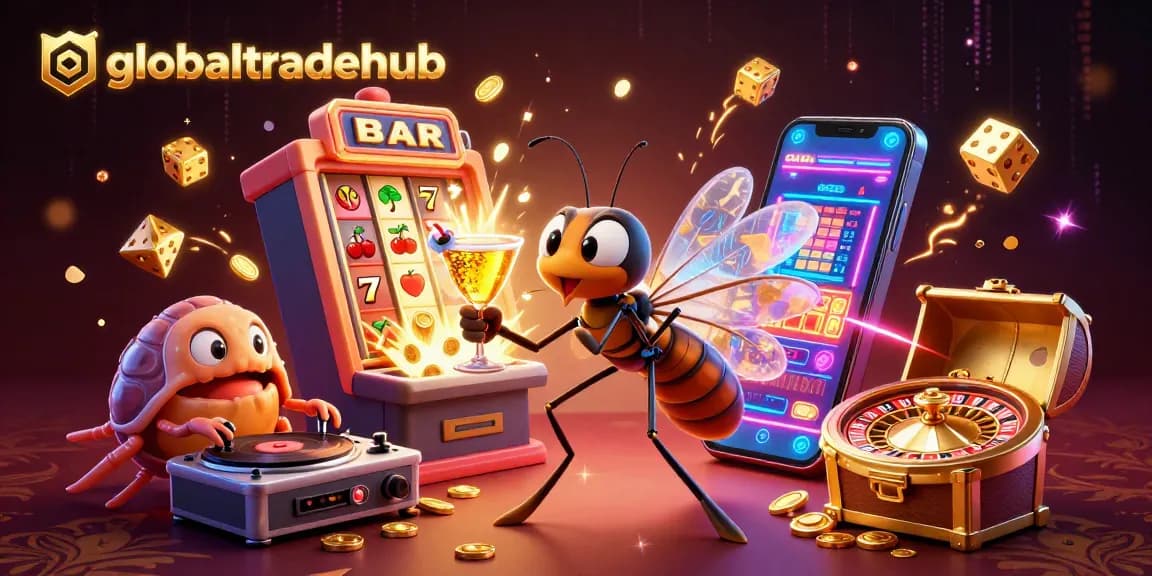 Experience globaltradehub's thrilling casino adventure with vibrant characters and dynamic gaming elements.