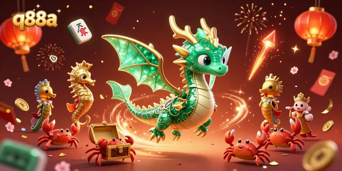 Engage with thrilling gameplay at q88a with vibrant sea dragon and festive gaming elements.
