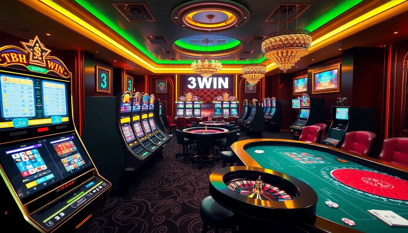 Exciting gaming experience at 33WIN featuring luxury slots and poker tables.