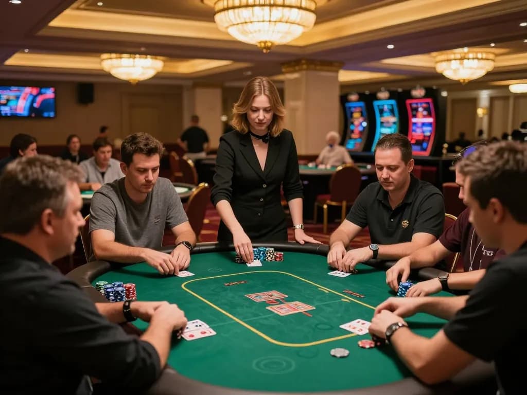 Engaging poker tournament scene at a casino showcasing Go 88 gameplay strategy with intense players.