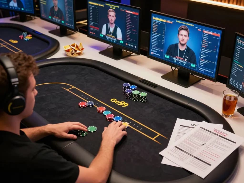 Engaging players betting strategically at Go99 online poker, highlighting immersive gaming experience