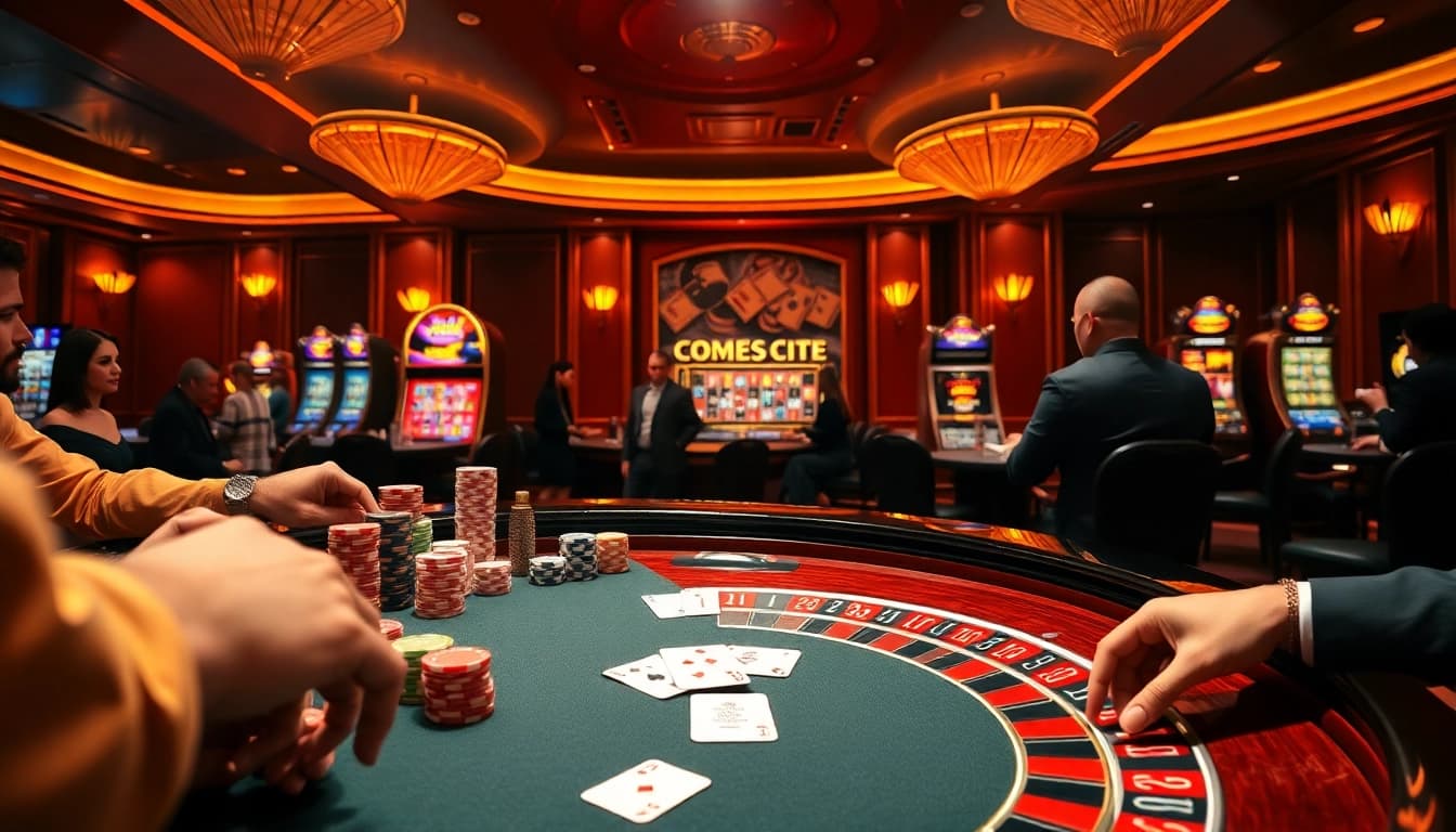 Experience thrilling gameplay at https://qq888.dev/ with vibrant casino tables and players betting strategically.