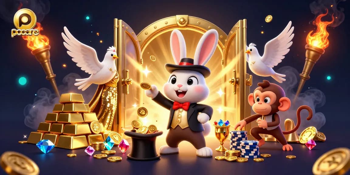 Experience magical wins with pccare as the 3D magician rabbit pulls coins and the assistant dove dazzles.