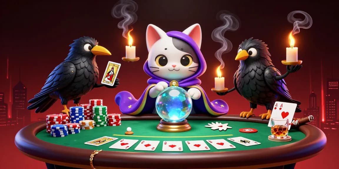 Engage in thrilling action with GVUI Thomo's vibrant poker scene showcasing mystic elements and rich details.