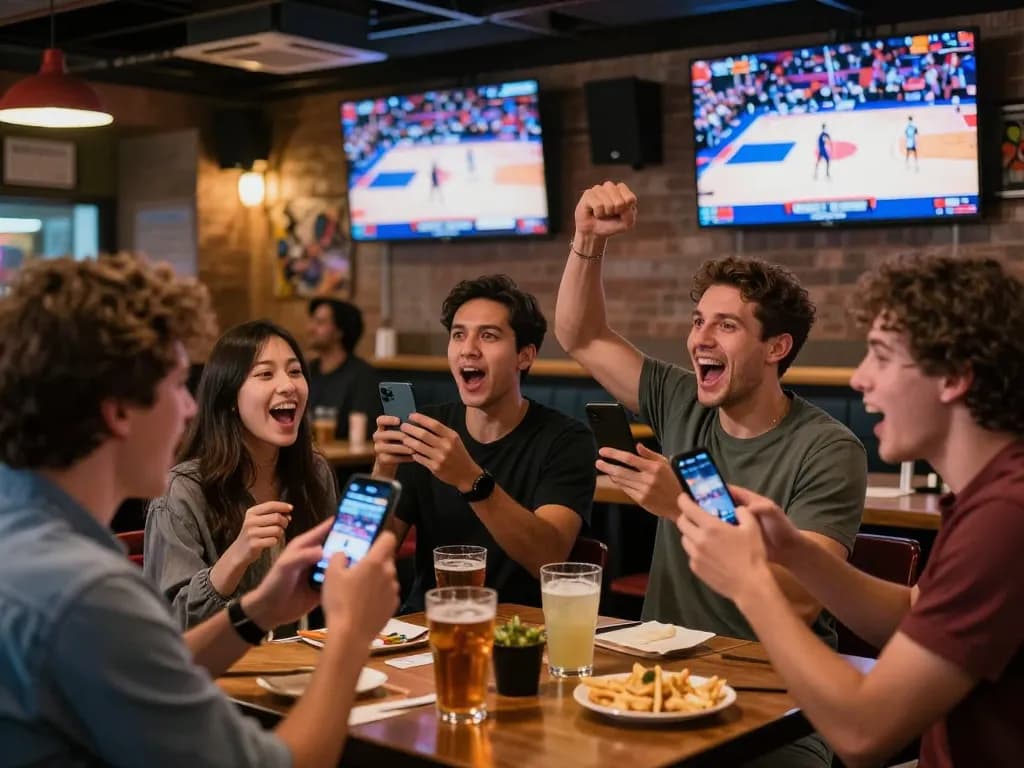 Experience thrilling sports betting with 789win vom as fans place bets in an energetic sports bar.