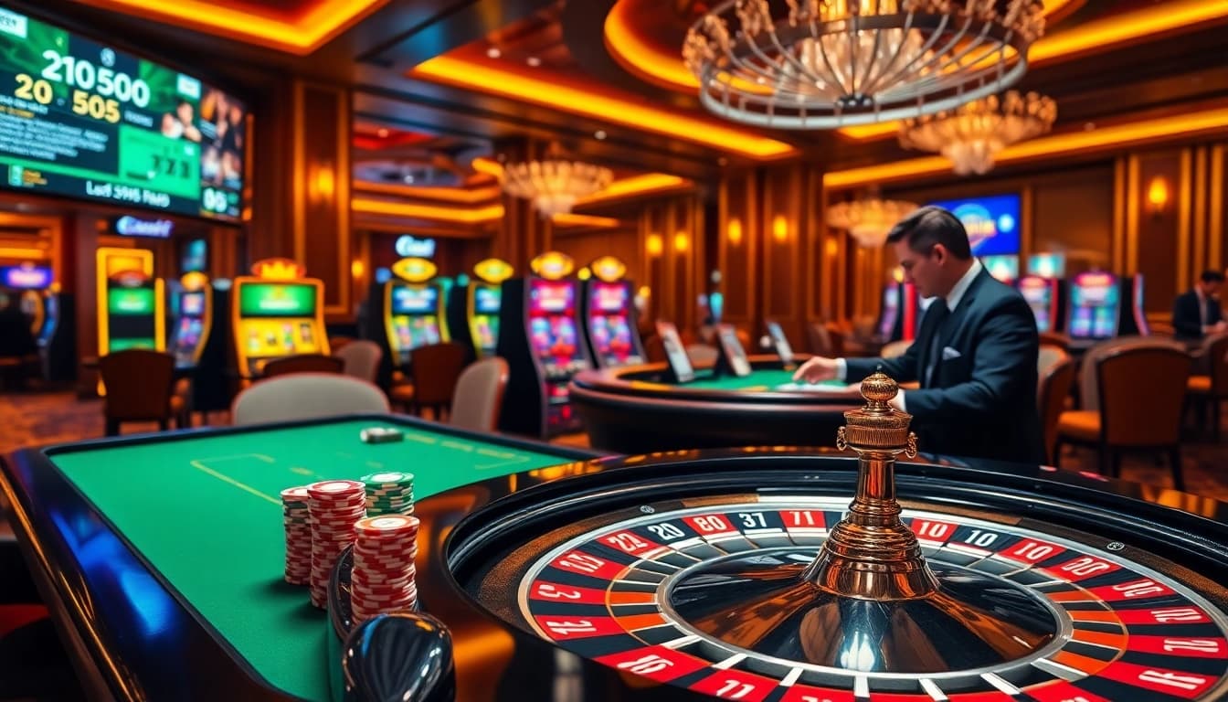 Experience the excitement of Nhà cái uy tín luck8 on a vibrant roulette table with colorful poker chips.