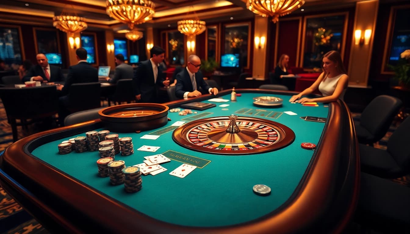 Experience high-stakes gambling with the 7m cn casino scene featuring a vibrant gaming table.