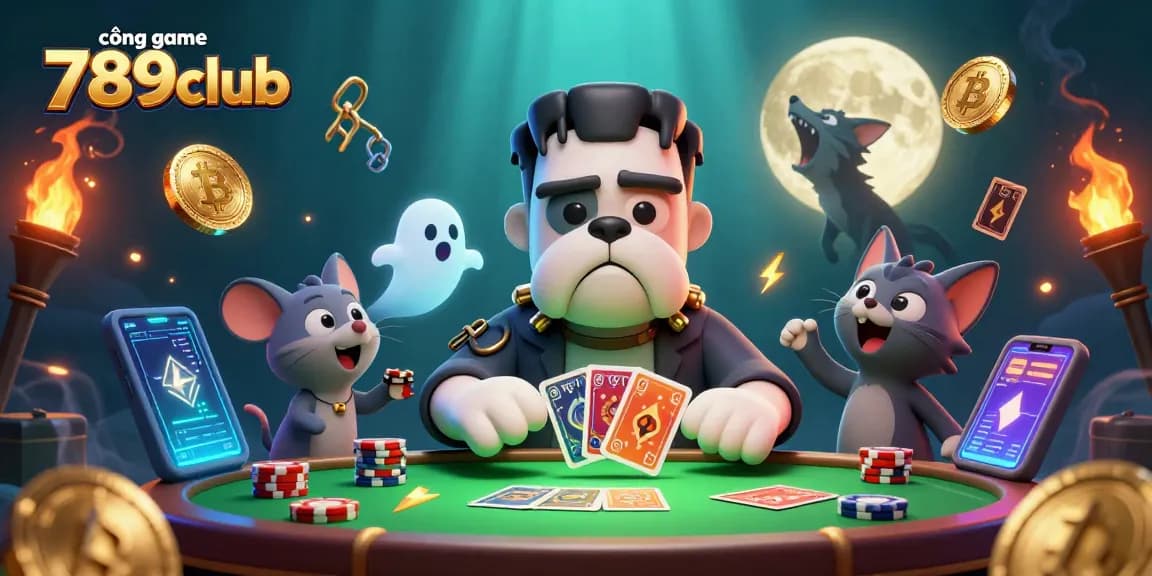 Experience thrilling casino games with cổng game 789club; a 3D illustration showcasing gaming action.