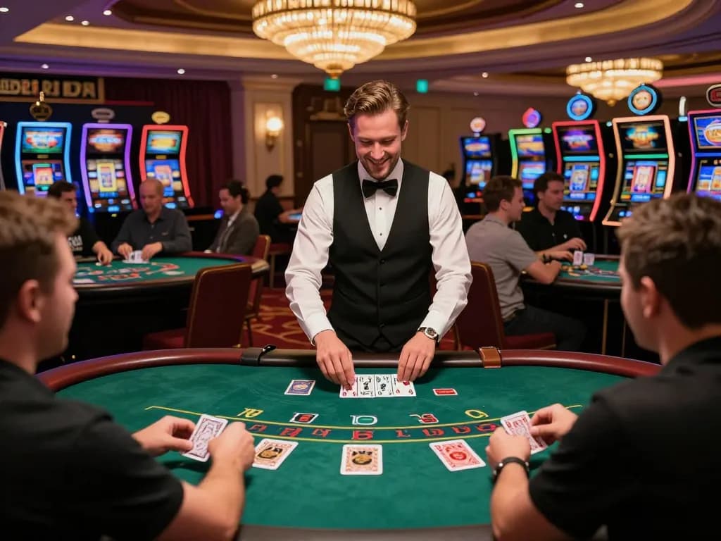 Players at Ko66 focus on a live blackjack game, highlighting an immersive gambling experience.
