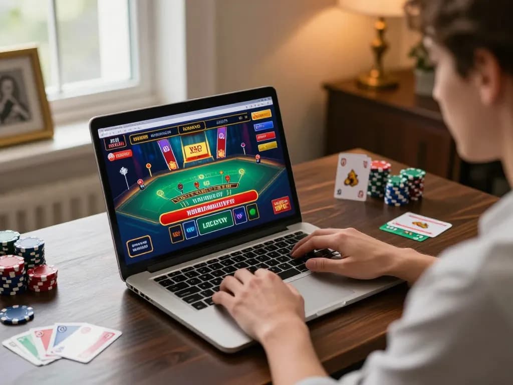 Engaging online gaming experience with FABET featuring live dealer blackjack and vibrant decor.