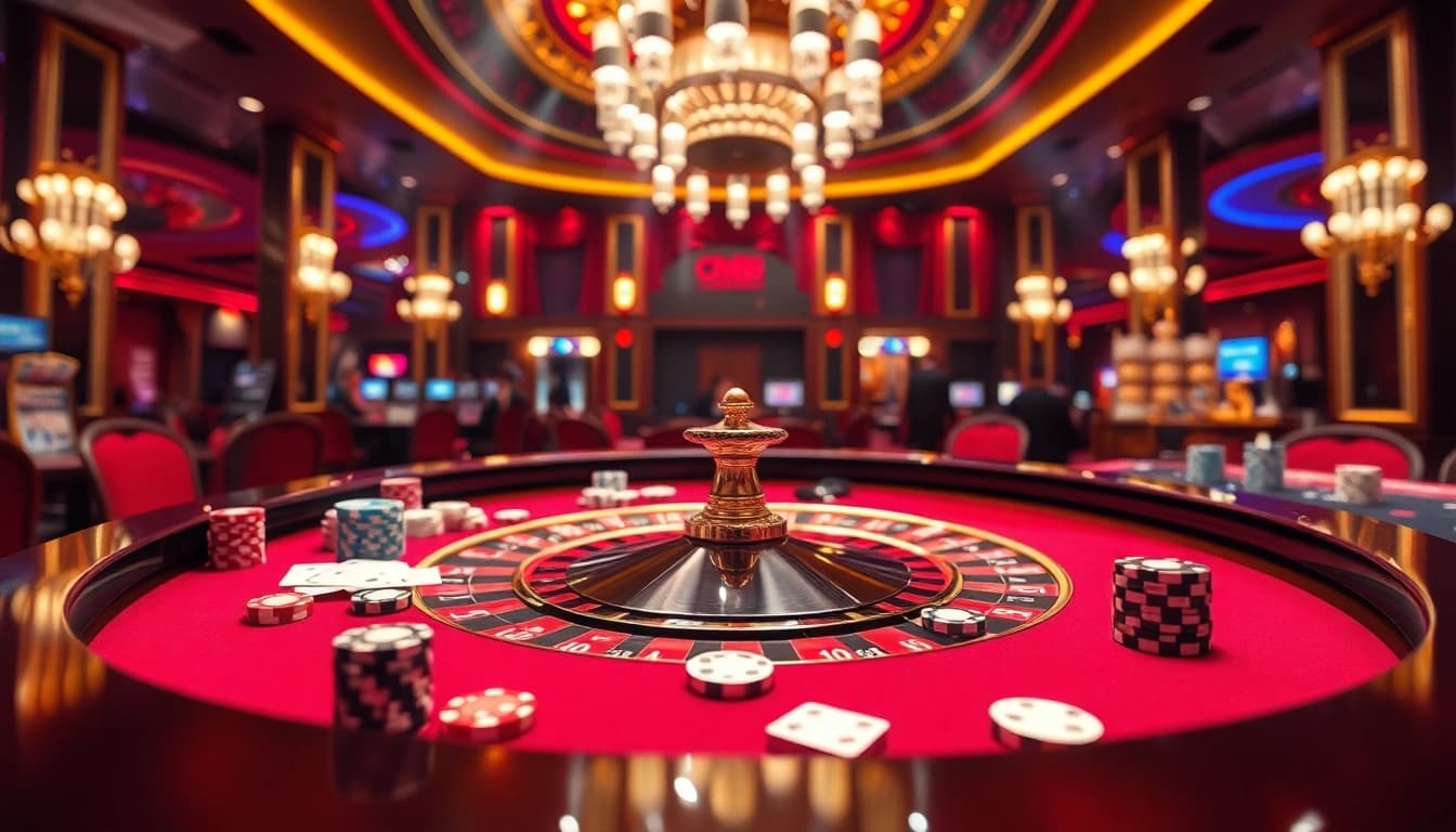 CM88 engages gamblers at an exquisite casino table with vibrant chips and cards.