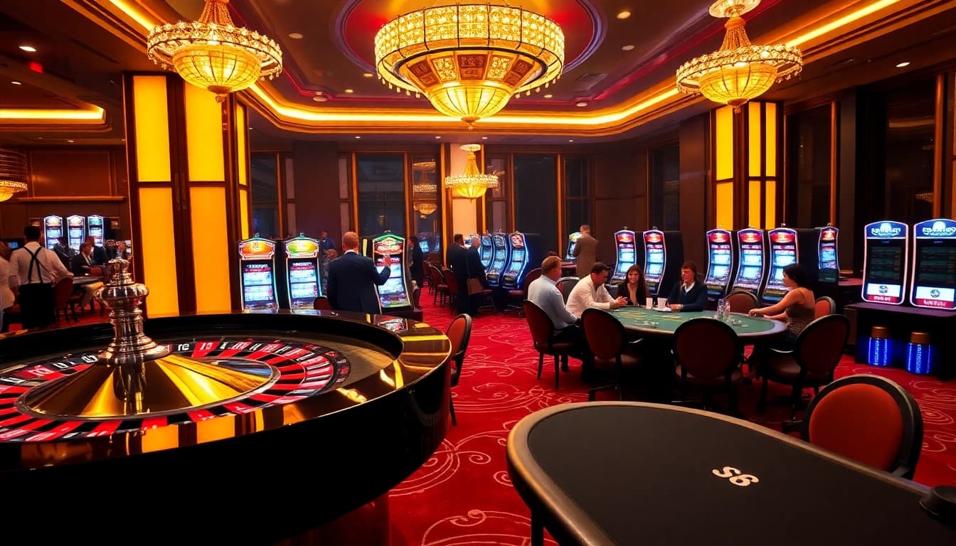 S8 casino scene featuring an elegant roulette wheel and engaged players in vibrant lighting.