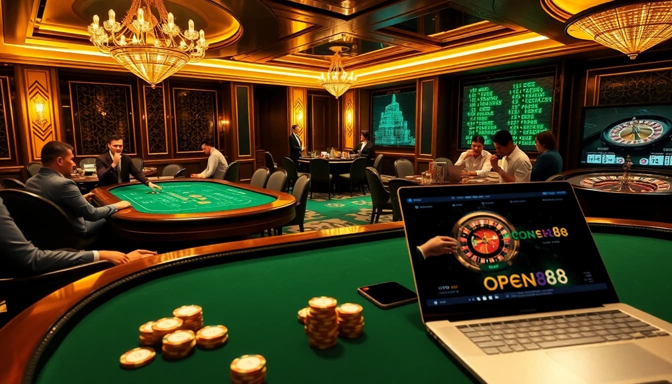 Engage with nhà cái open88 at an upscale casino table, experiencing live dealer excitement.
