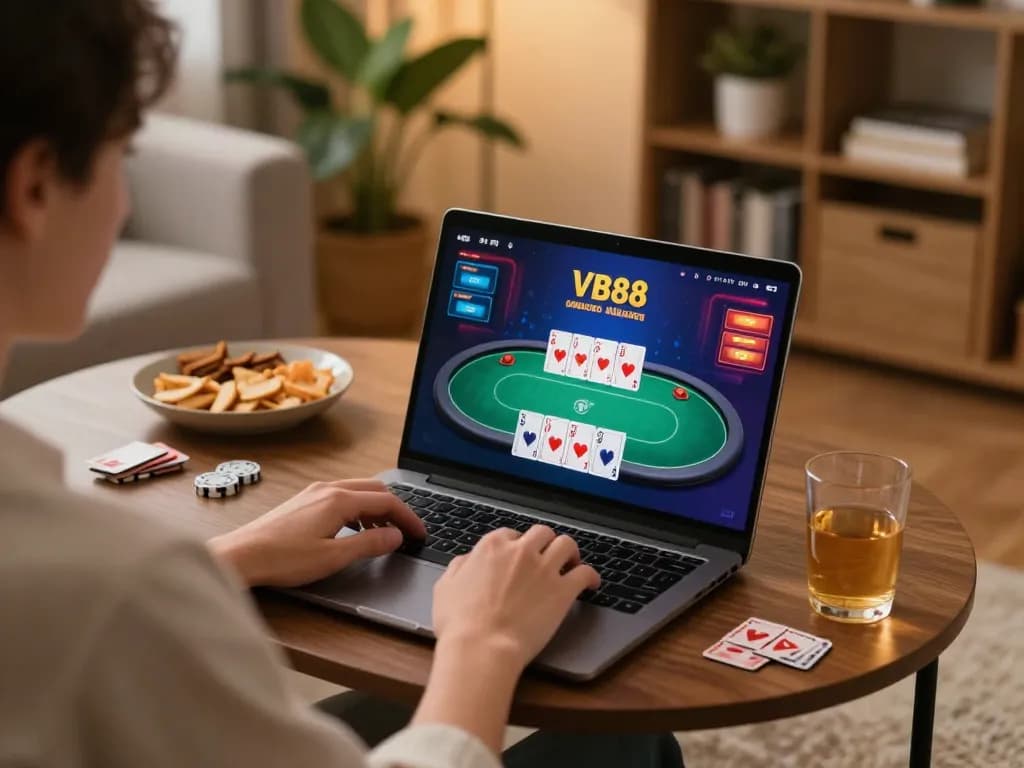 Engaging online gambling experience with VB88 interface during a cozy gaming session.