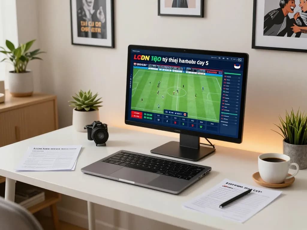Tỷ lệ kèo nhà cái 5 displayed on a computer screen during an engaging online sports betting session at home.