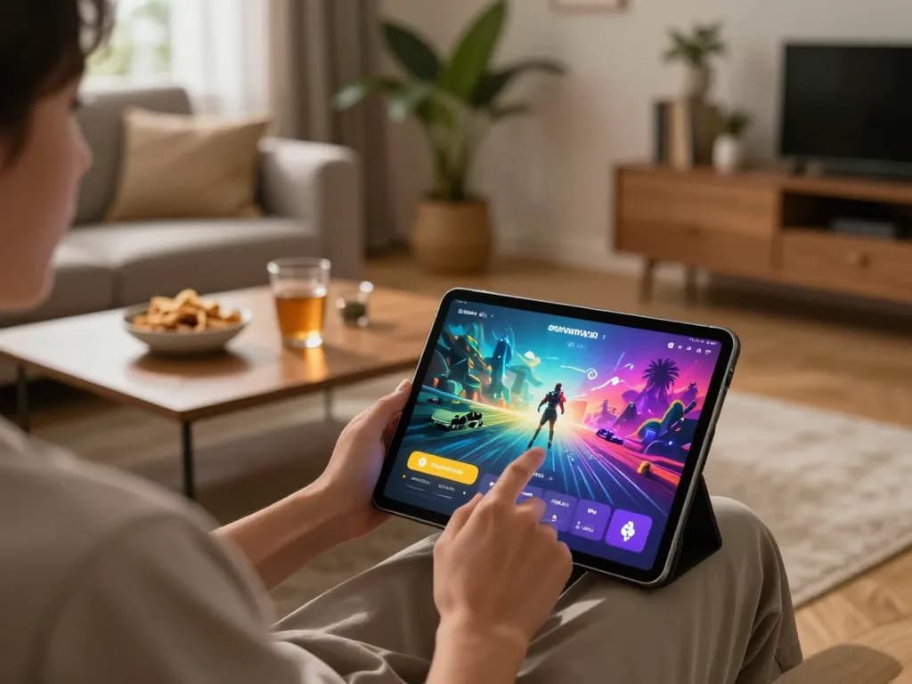 Engaging gameplay on the Sunwin app in a cozy home environment, showcasing a player's interaction