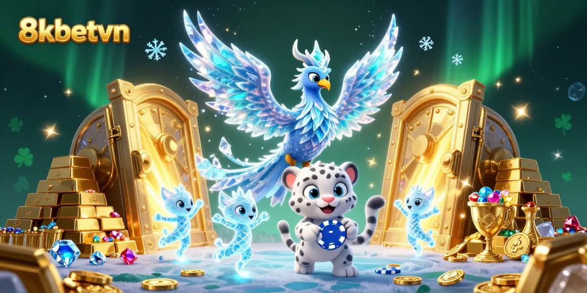8kbetvn showcases an exciting ice-themed casino world with magical creatures and poker elements.