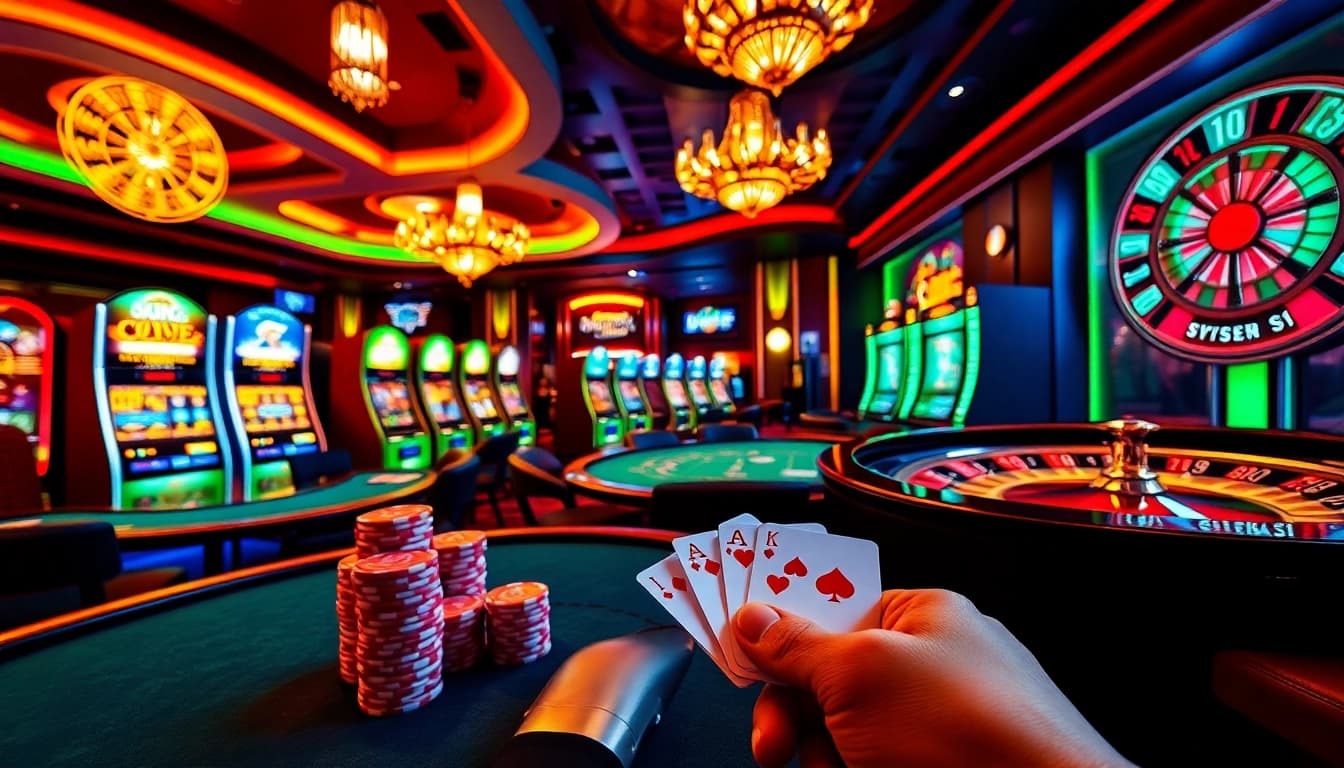 Experience the thrill of nhà cái 888new with vibrant casino tables and exciting slot machines.