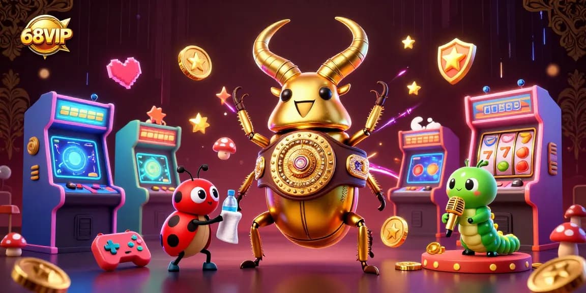 Experience the thrill of 68VIP slots with vibrant characters and game elements in an energetic casino setting.
