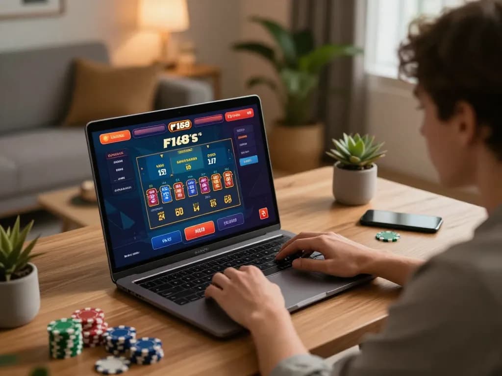 Player engaging with F168's online casino interface showcasing live dealer games and betting options.