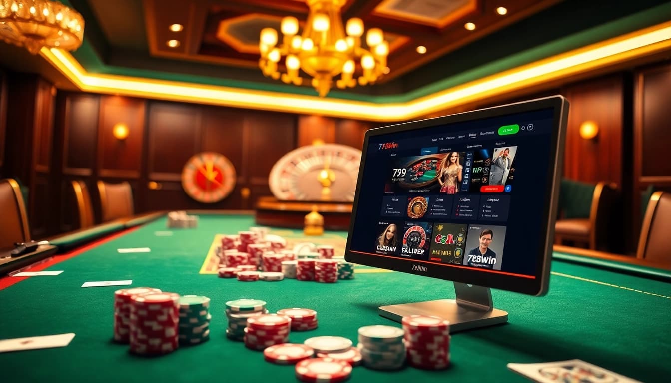 Immerse in the exhilarating world of gambling with link 789win displayed on a vibrant casino table.