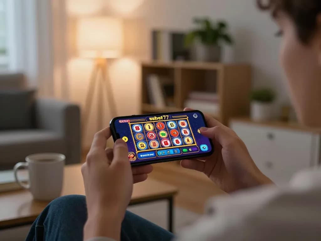 Enjoying an exciting game on the ssbet77 app, emphasizing mobile gaming experience
