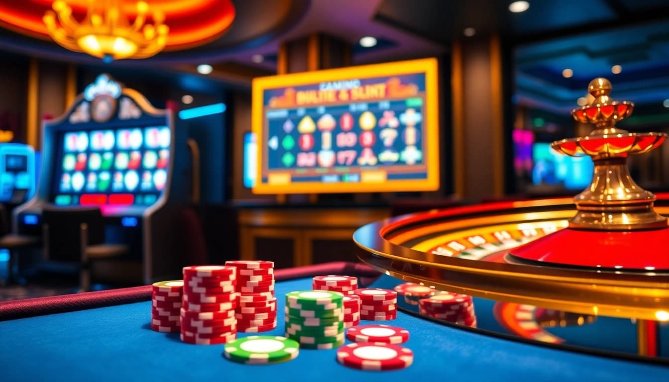 An enticing gambling setup showcasing a vibrant KJC gaming table with cards and chips, highlighting the allure of entertainment at https://tapdoankjc.com/.