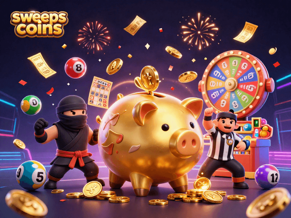 Celebrate at sweeps coins casino with lively characters and vibrant game elements!