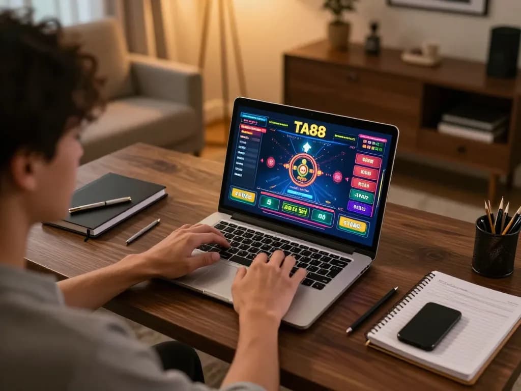 TA88 interface displayed on a laptop during an exciting online gaming session, showcasing strategic gameplay.