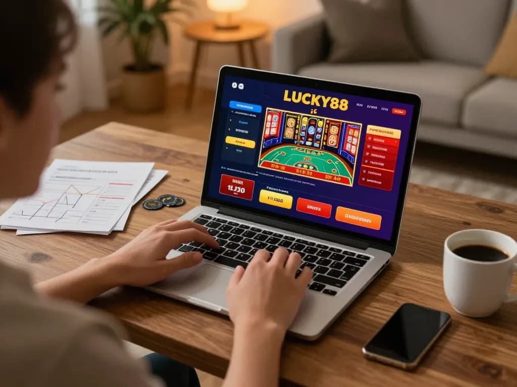 Enjoying gaming on LUCKY88 online casino platform with poker and slots on screen
