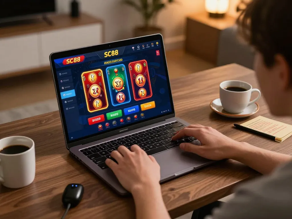 Person placing bets on SC88 online casino app while engaging in strategic bankroll management.