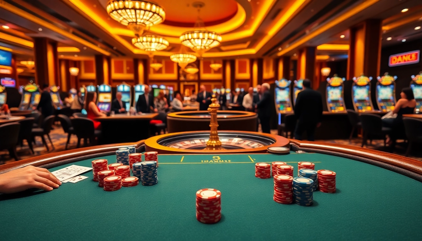 Experience the thrill of betting with DA88 at a luxurious casino featuring poker, roulette, and vibrant slots.
