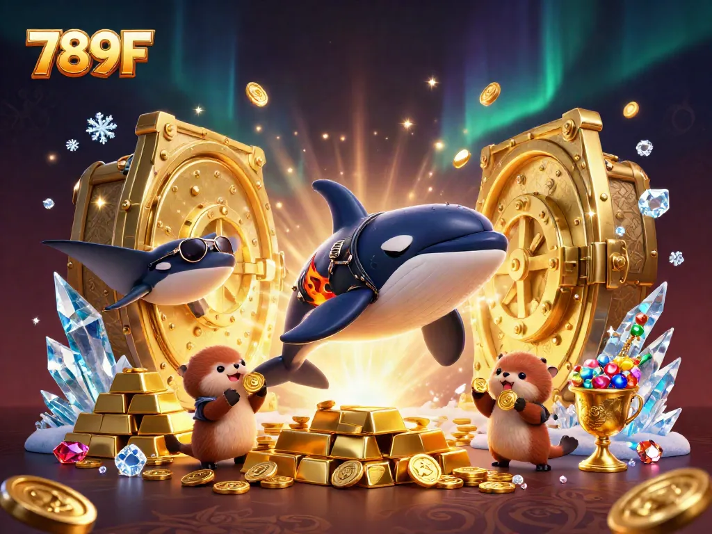 Experience the thrill of winning at 789F with vibrant characters immersed in a treasure-filled casino scene.