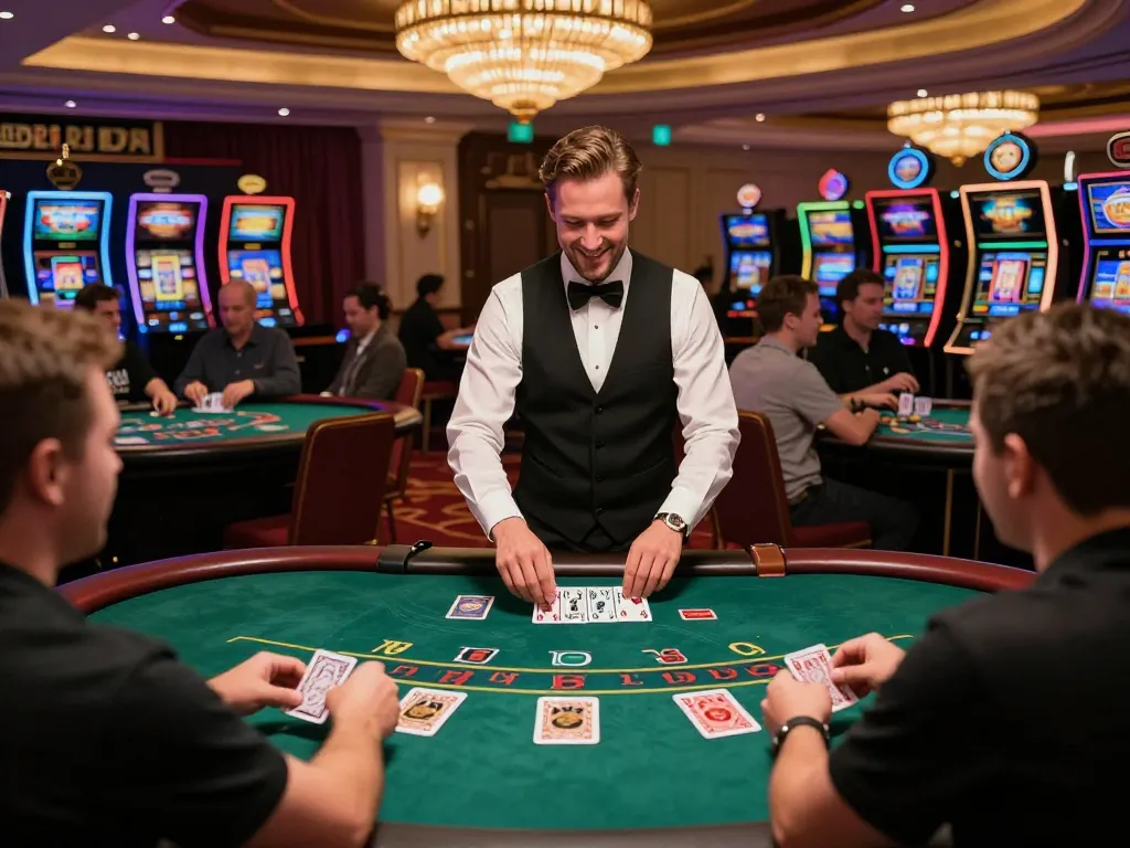 Players at Ko66 focus on a live blackjack game, highlighting an immersive gambling experience.
