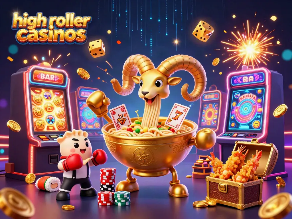 Vivid illustration of high roller casinos showcasing unique characters and dynamic gaming elements.