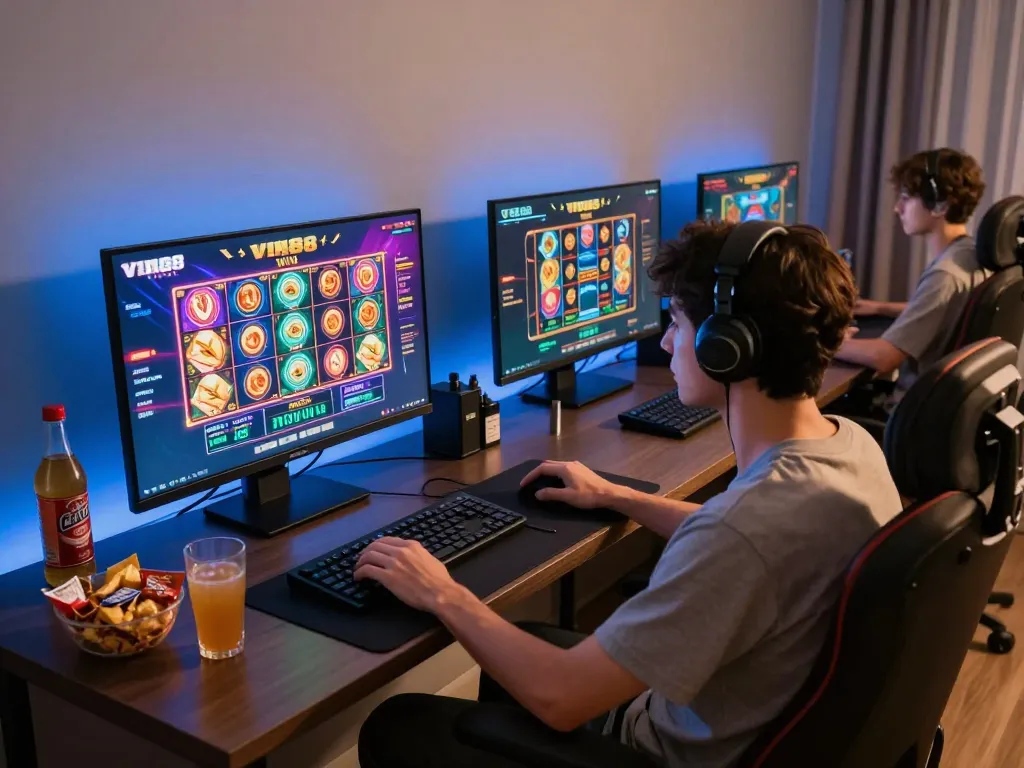 Player enjoying thrilling sessions on the VIN88 WIN online gaming platform with vibrant visuals