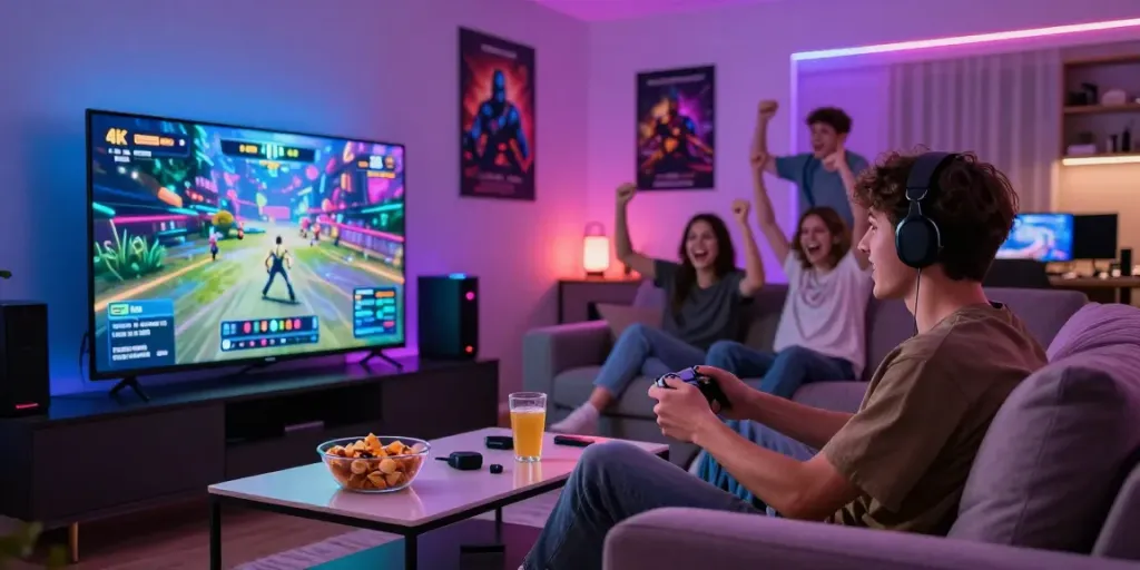 Young adult enjoying a thrilling gaming session on a da88 platform.