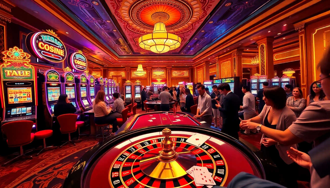 Experience thrilling gaming action at https://hb88hz.club/ with vibrant slot machines and poker chips.