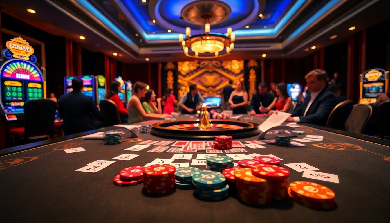 Phtaya.ac offers thrilling casino games with vibrant poker chips and an upscale ambiance.