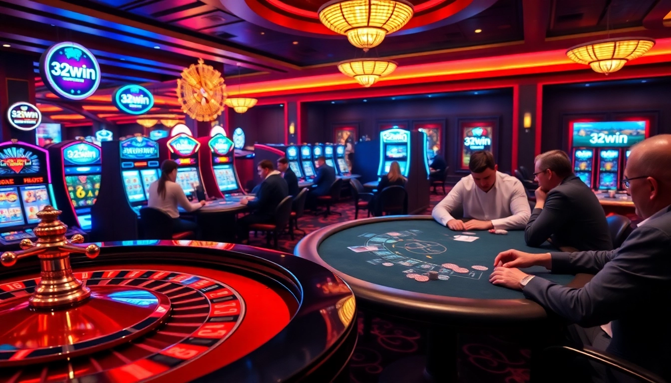 32win offers an exciting and professional casino experience with dynamic gaming tables and vibrant slot machines.